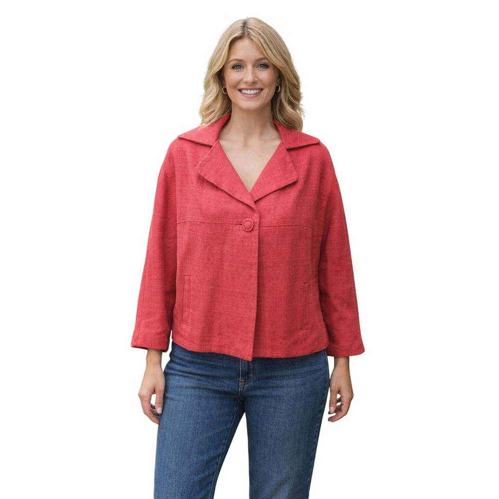 Boden Pink Canvas Twill Blazer Jacket Size 12 Large